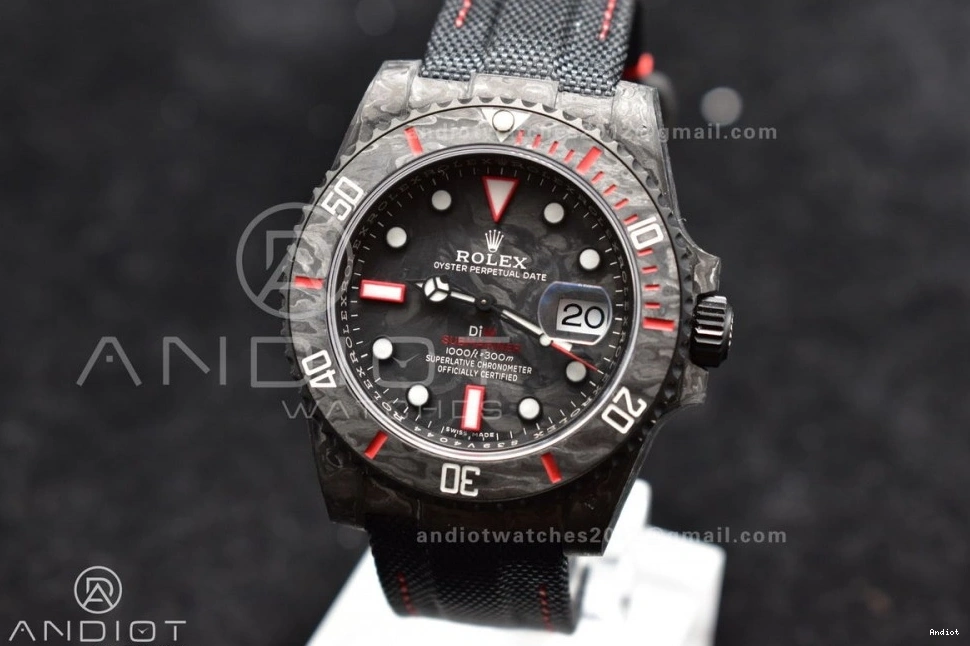 VS3135 DIW Edition Strap 1:1 Dial VSF Black Carbon Submariner Best on Nylon Red Black 0413